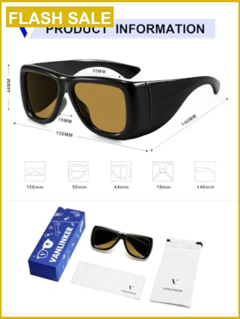 Oversized Thick Square Aviator Sunglasses UV400 Protection Unisex